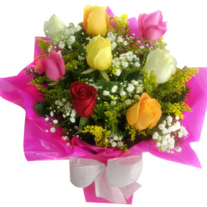 Cachepo com 8 rosas