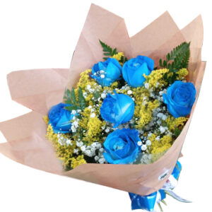 Buque de rosas Azuis